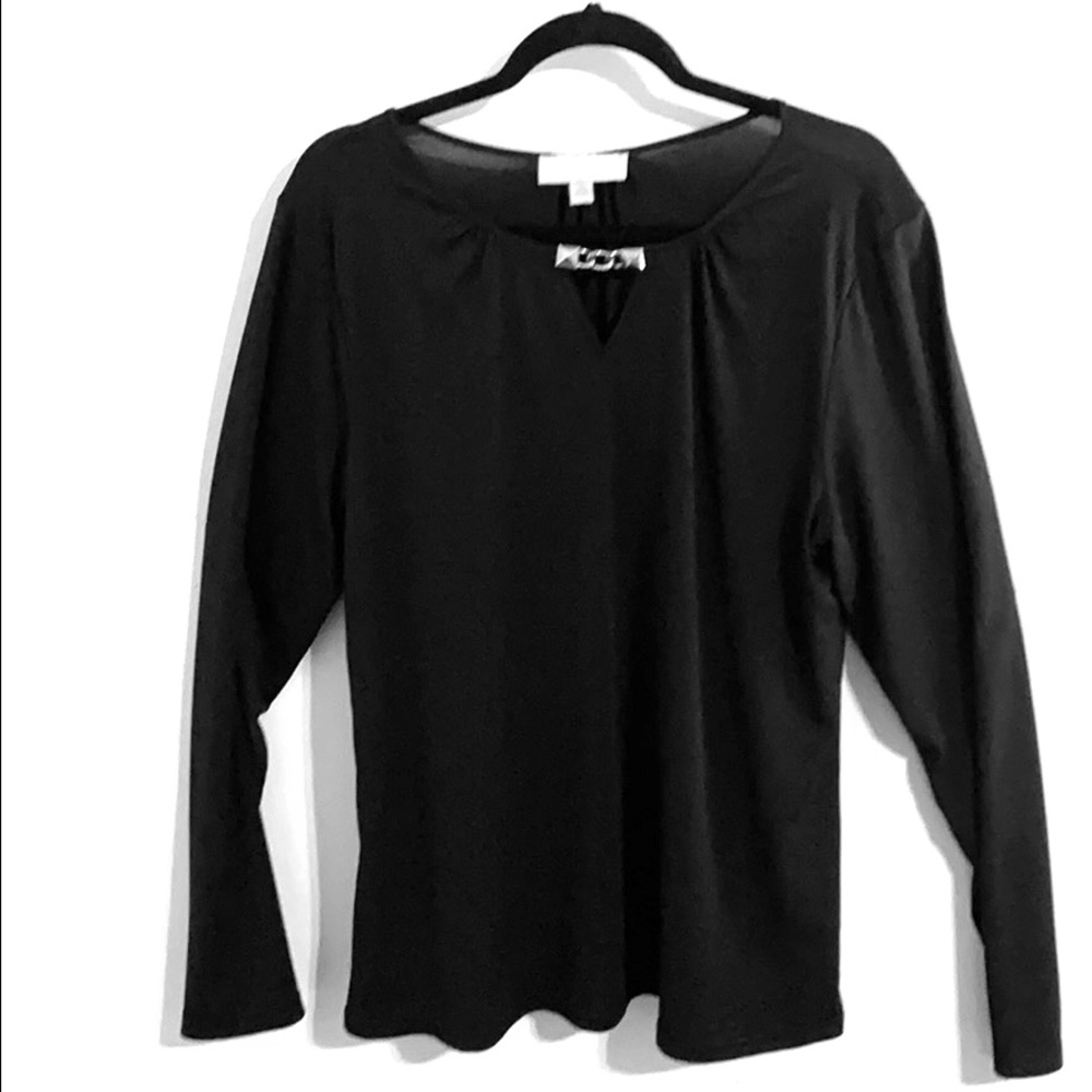 Black Blouse with gold trim